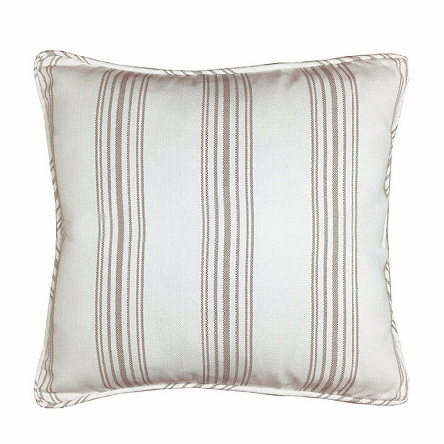 Bedding * | Budget Hiend Accents Striped Taupe Euro Sham