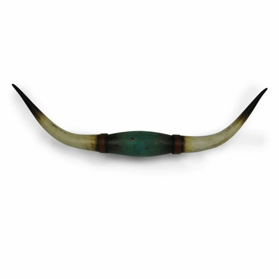 Art Gallery * | Cheapest Hiend Accents Teal Longhorn Wall Hanging, 36 X9