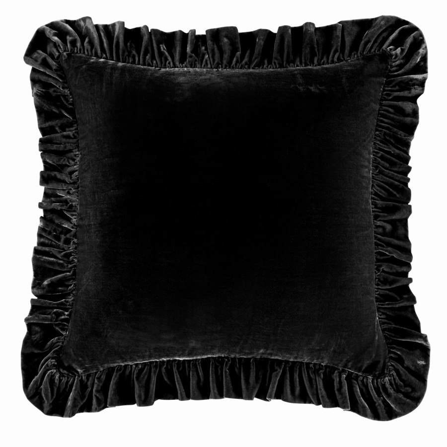 Bedding * | Promo Hiend Accents Stella Faux Silk Velvet Ruffled Euro Sham, 27 X27