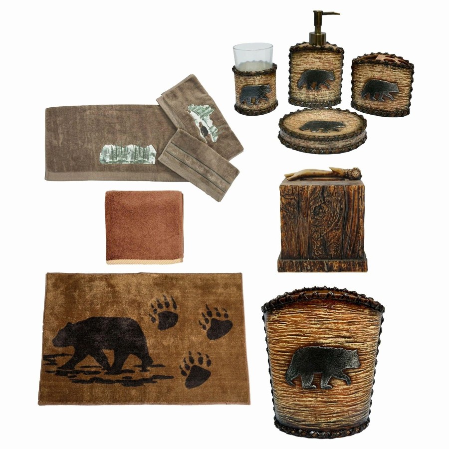 Bedding * | Flash Sale Hiend Accents Rustic Bear 14 Pc Bath Accessary And Joshua Towel Set Multi