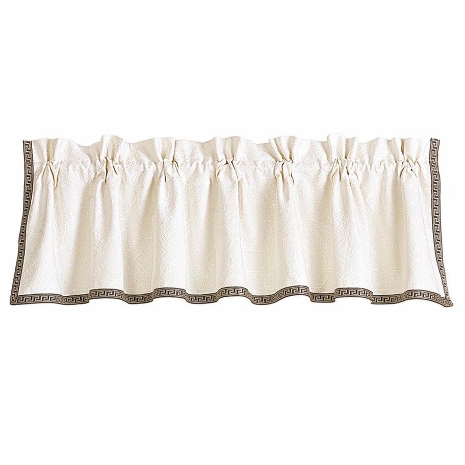 Home Goods * | Hot Sale Hiend Accents Matelasse Greek Key Trim Valance 18 X84