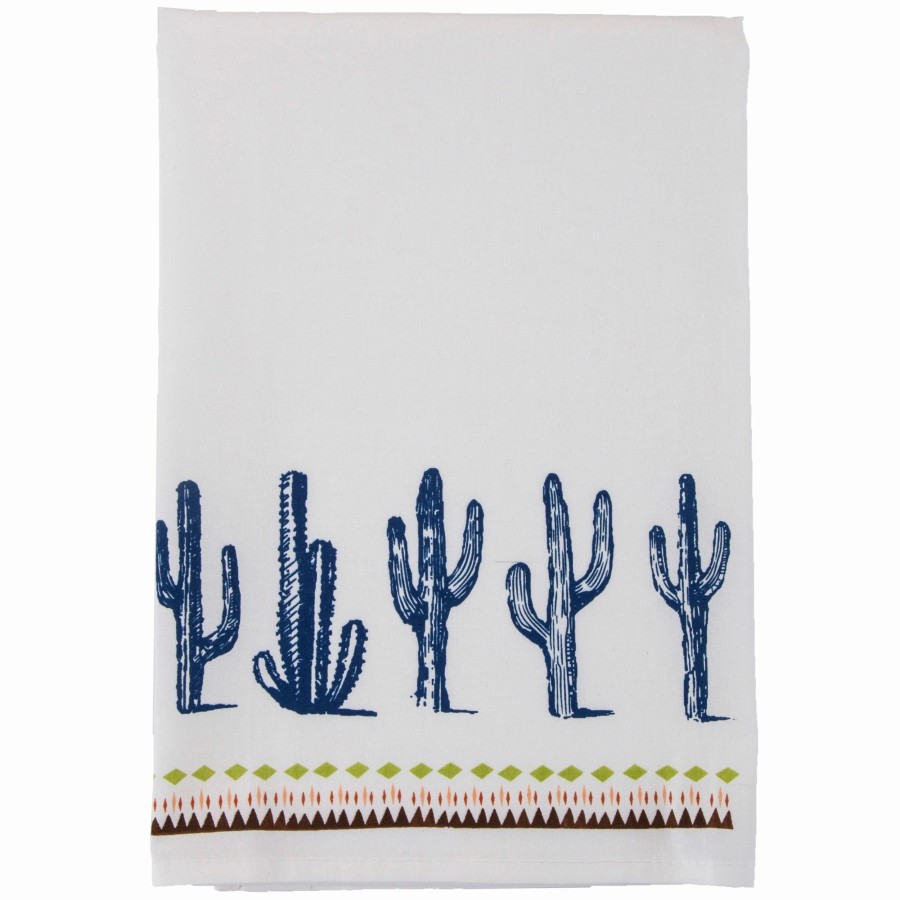 Home Goods * | Brand New Hiend Accents Cactus Border Printed Tea Towel 28 X28 , 5 Piece Set