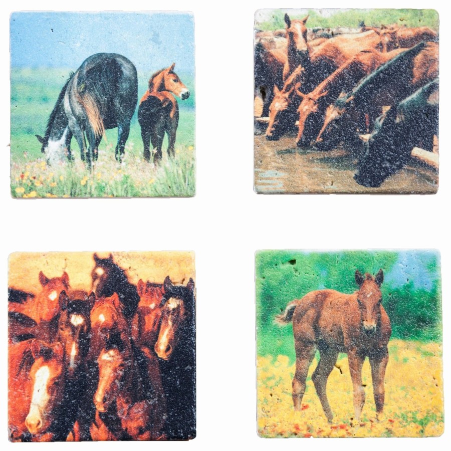 Home Goods * | Best Sale Hiend Accents Horse Coasters, Set Of 4