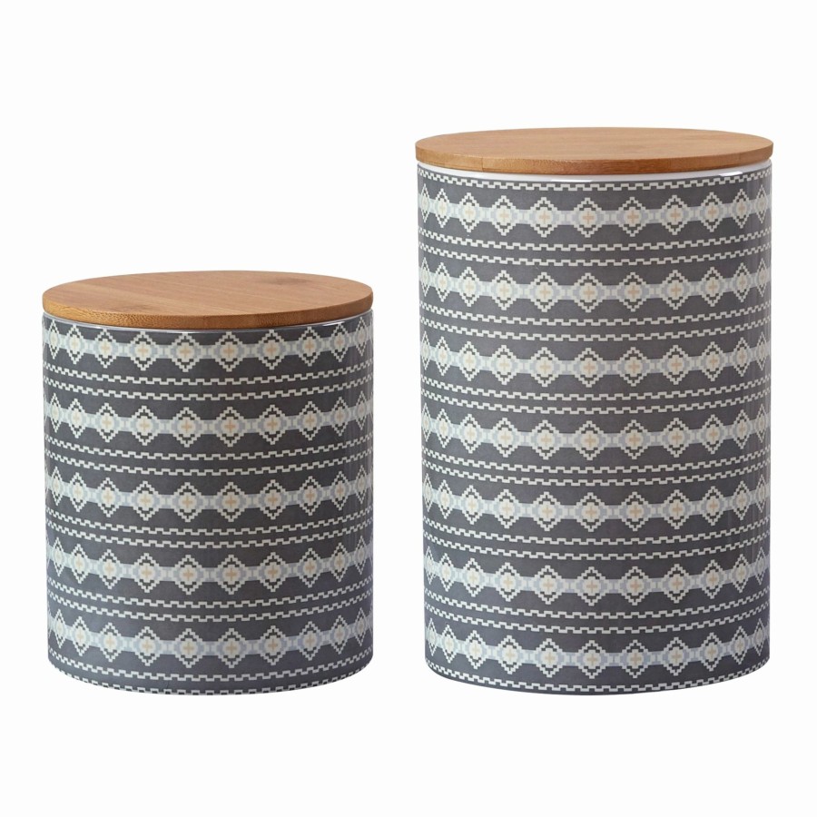 Home Goods * | Brand New Hiend Accents 2 Pc Large Aztec Design Canister Set