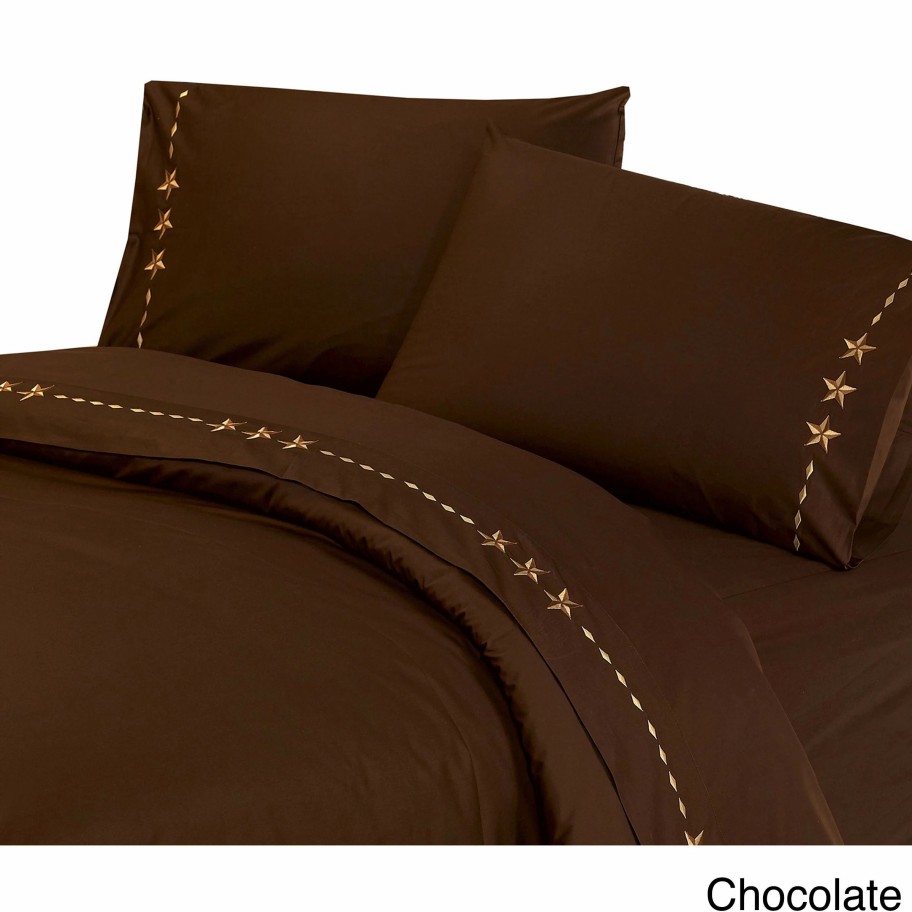 Bedding * | Outlet Hiend Accents 350 Thread Count Embroidered Star Bed Sheet Set