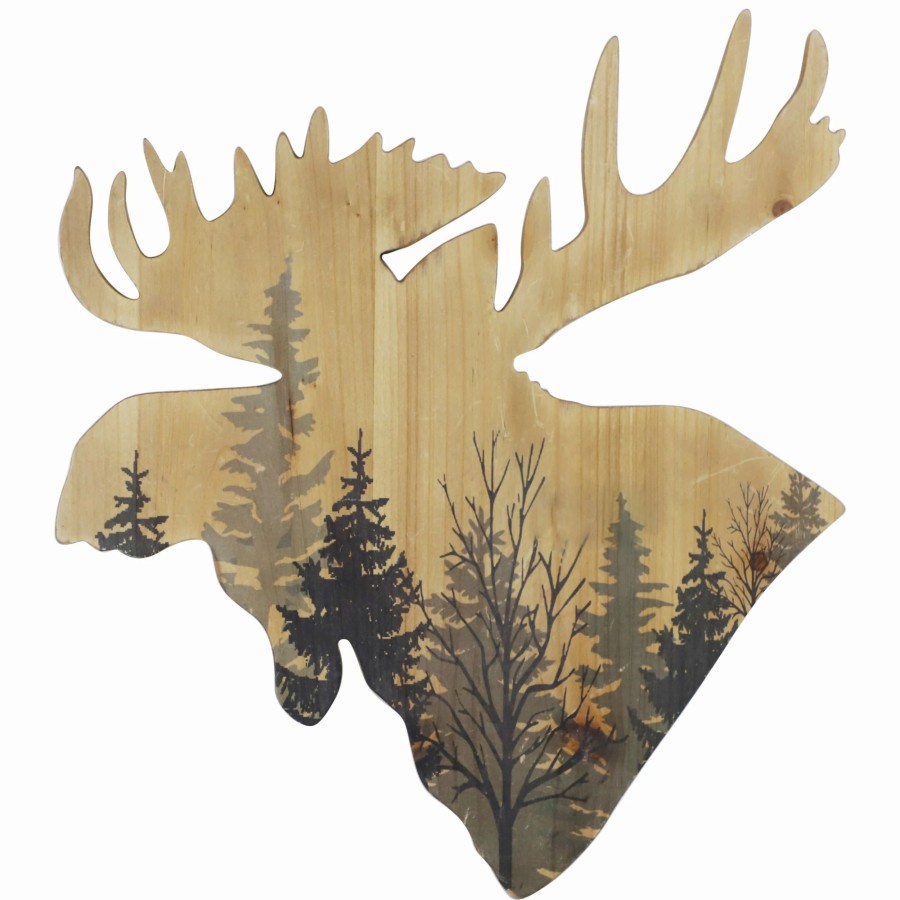 Home Goods * | Best Deal Hiend Accents Wooden Moose Head