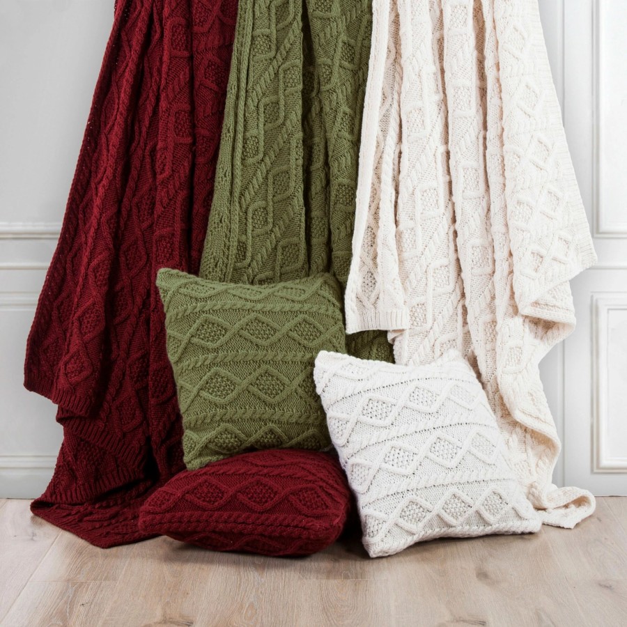 Bedding * | Flash Sale Hiend Accents Cable Knit Soft Wool Throw Blanket, 50 X60