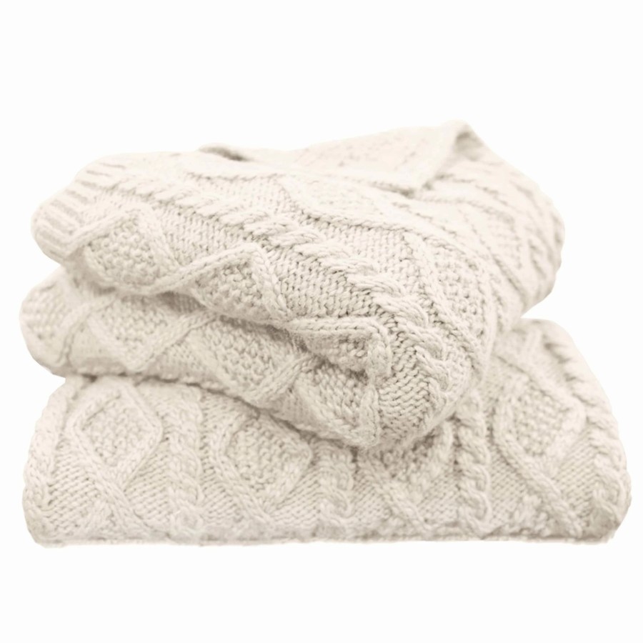 Bedding * | Flash Sale Hiend Accents Cable Knit Soft Wool Throw Blanket, 50 X60