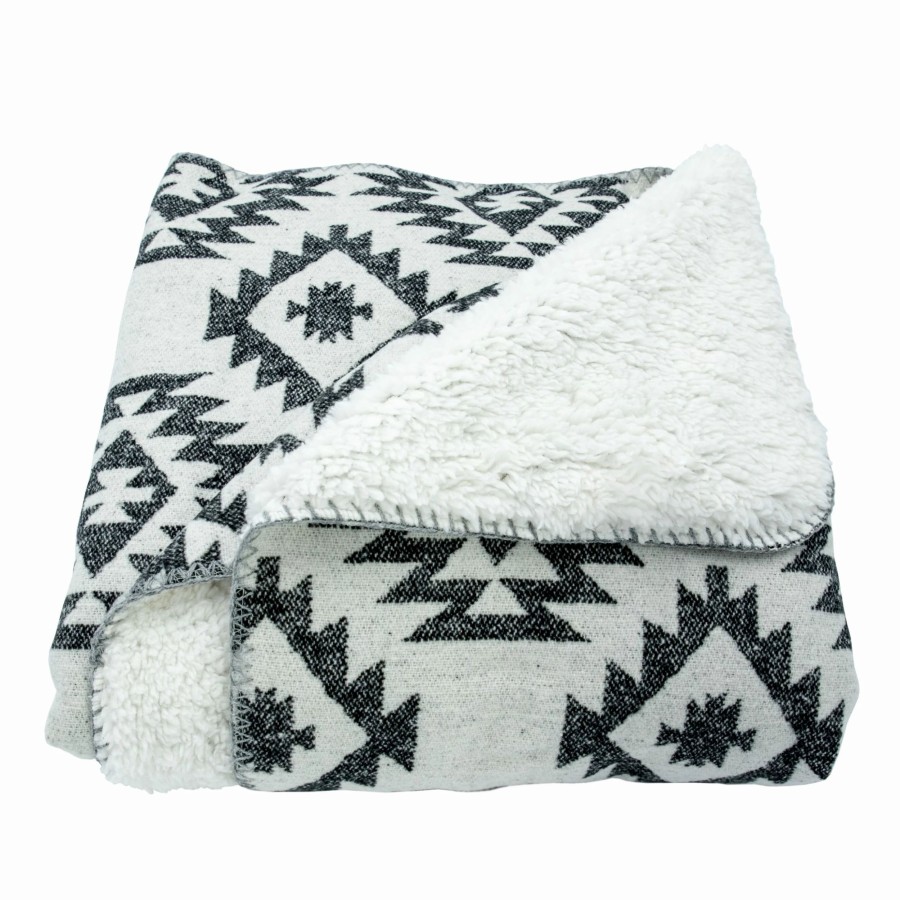 Bedding * | Cheapest Hiend Accents Southwest Design Throw With Shearling Back , 50 60 Black