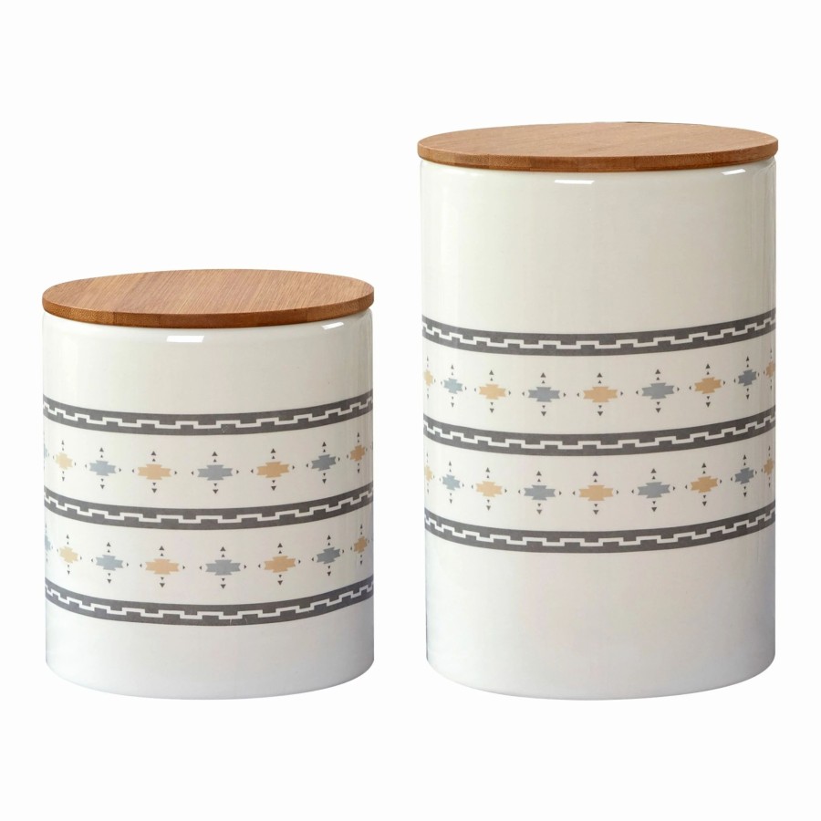 Home Goods * | Outlet Hiend Accents 2 Pc Small Aztec Design Canister Set