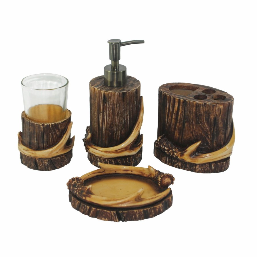 Bedding * | Promo Hiend Accents 4-Piece Antler Bath Set