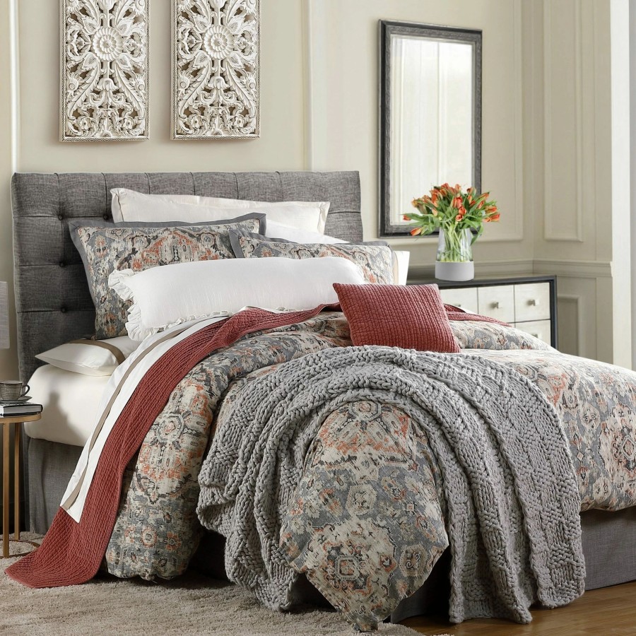 Bedding * | Best Pirce Hiend Accents Carmen Solid Taupe Linen Bed Skirt