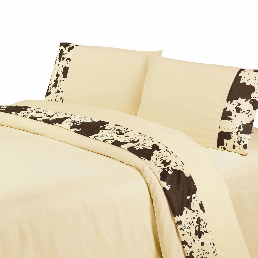 Bedding * | Promo Hiend Accents Printed Cowhide Bed Sheet Set