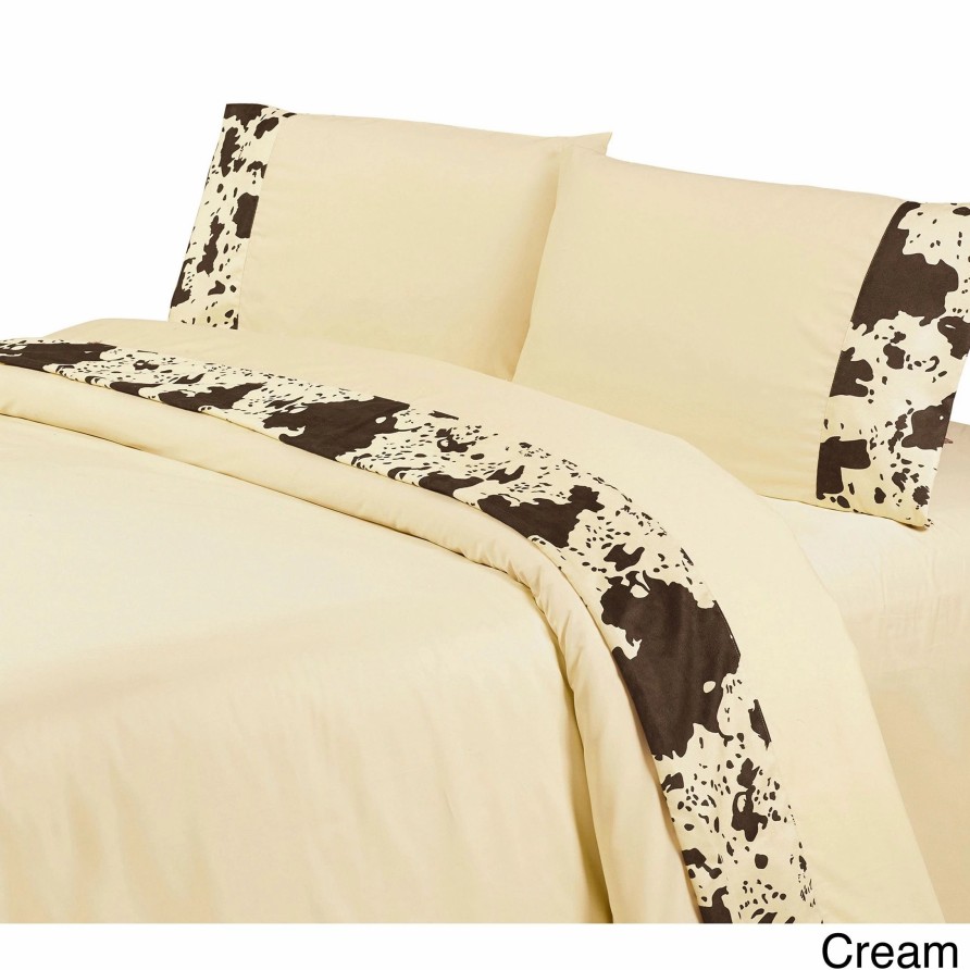 Bedding * | Promo Hiend Accents Printed Cowhide Bed Sheet Set