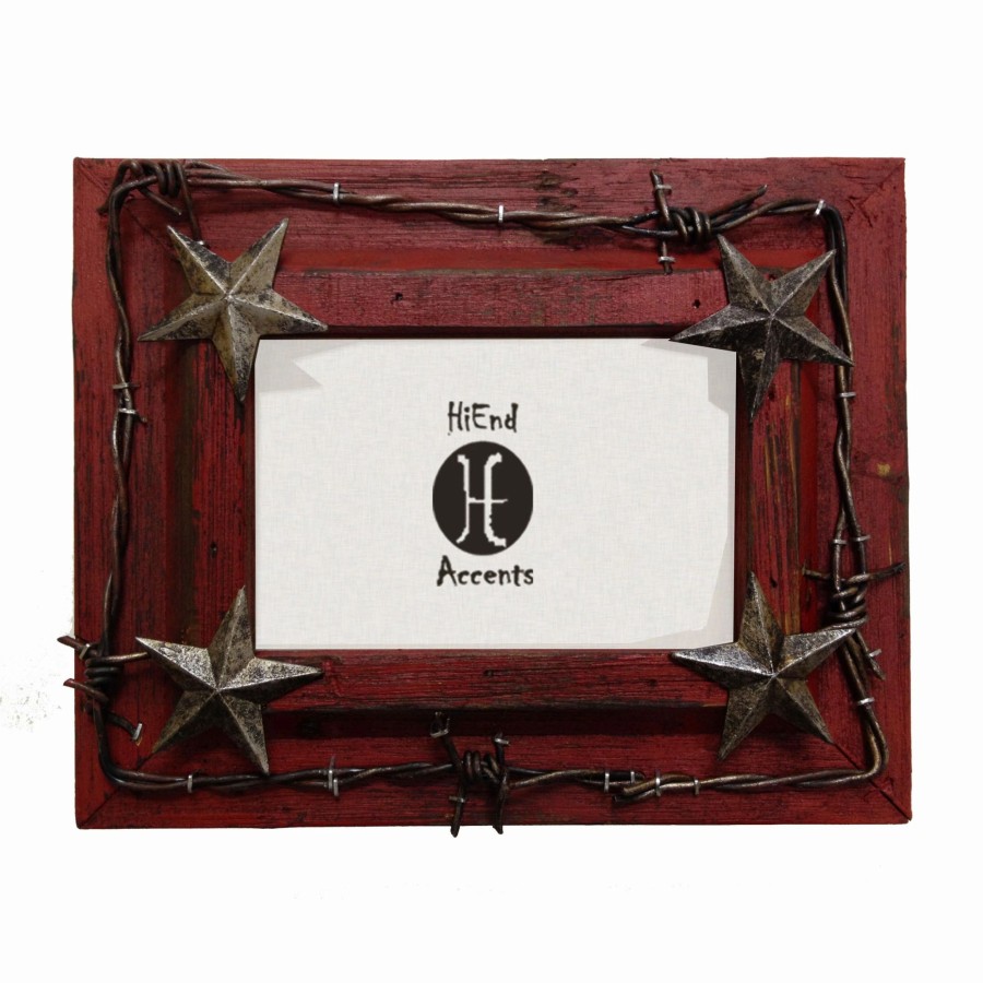 Home Goods * | Best Deal Hiend Accents Painted Distressed Wood W/Barbwire & Stars (Ea)