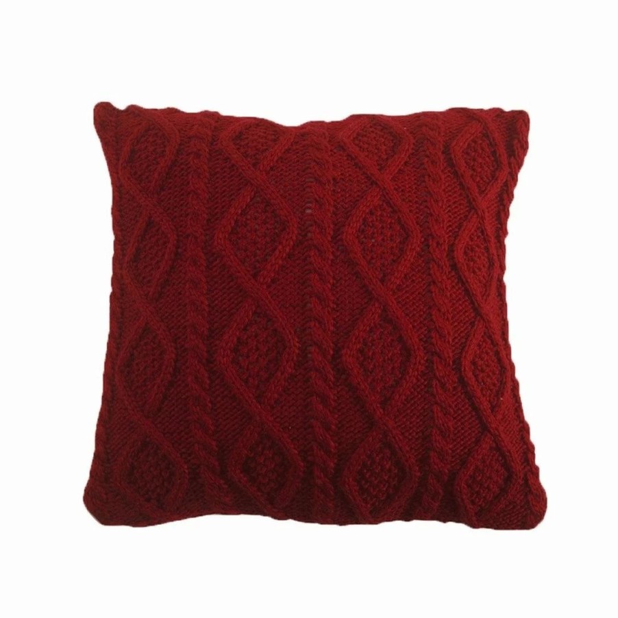 Home Goods * | Best Deal Hiend Accents Cable Knit Soft Diamond Throw Pillow, 18 X18