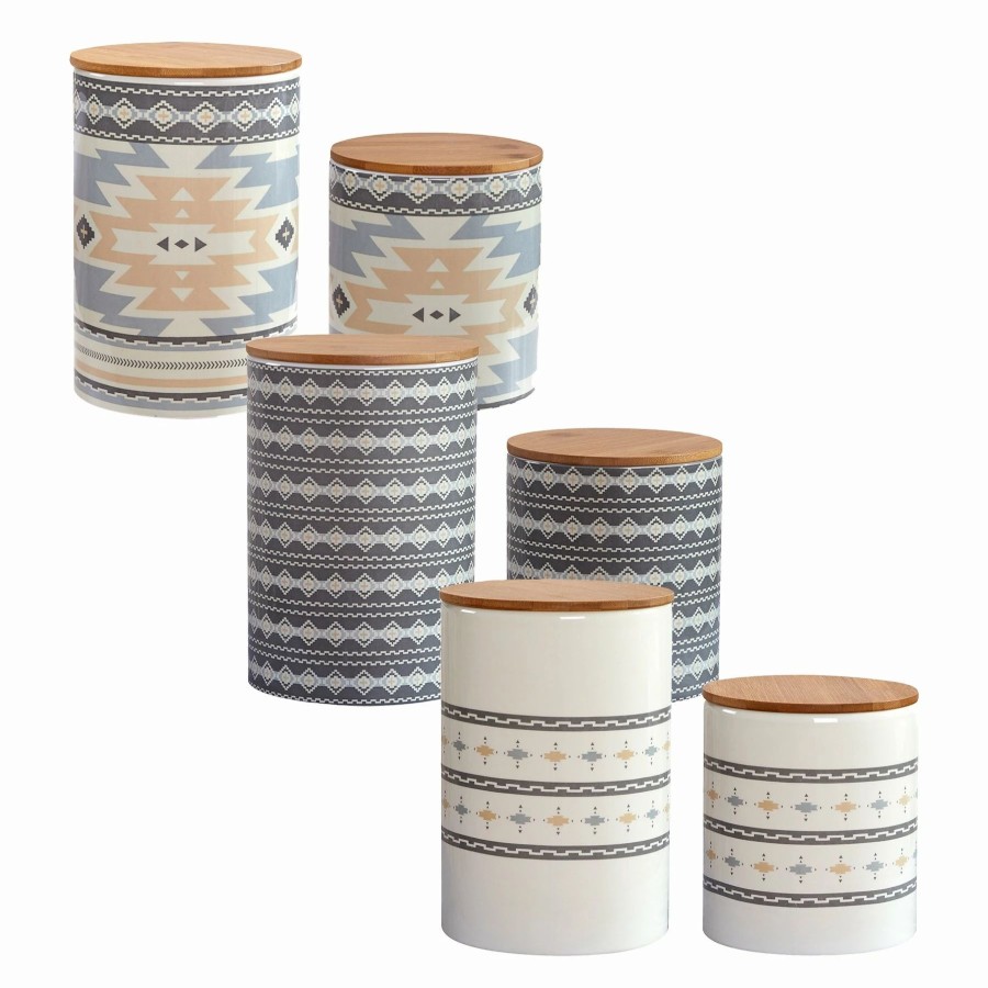 Home Goods * | Budget Hiend Accents Desert Sage, Large Aztec, And Small Aztec Canister 6 Pc Set