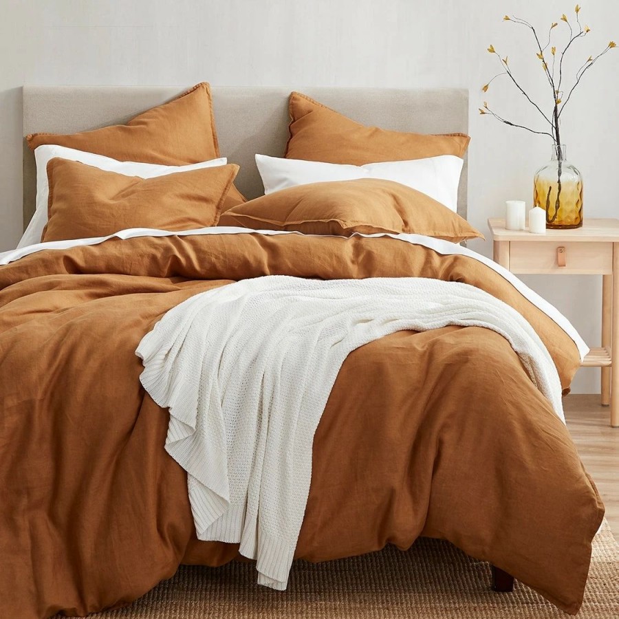 Bedding * | Deals Hiend Accents 100% French Flax Linen Duvet Cover Set, 3Pc