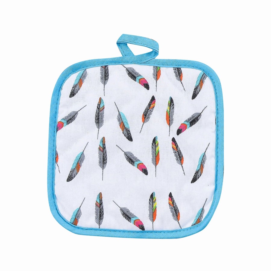 Home Goods * | Best Reviews Of Hiend Accents 1 Pc Tossed Feather Printed Pot Holder