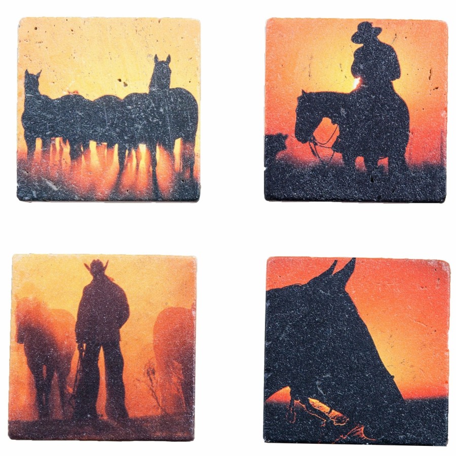 Home Goods * | Best Deal Hiend Accents Cowboy Coasters, Set Of 4