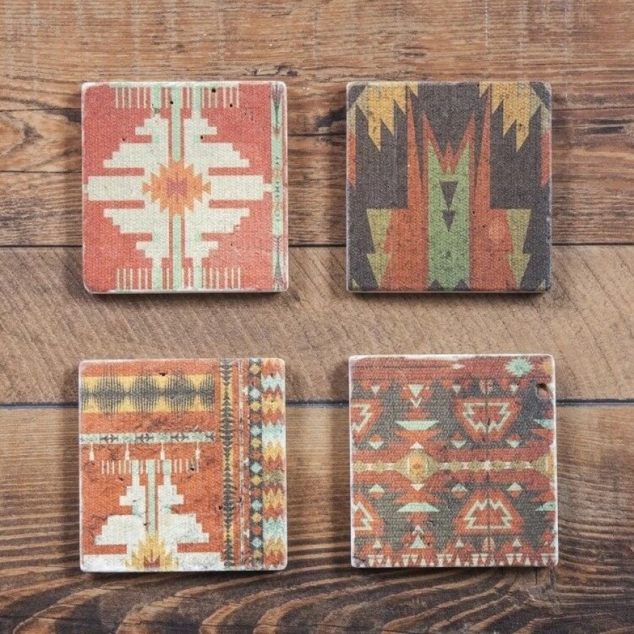 Home Goods * | Best Pirce Hiend Accents Aztec Coasters, Set Of 4