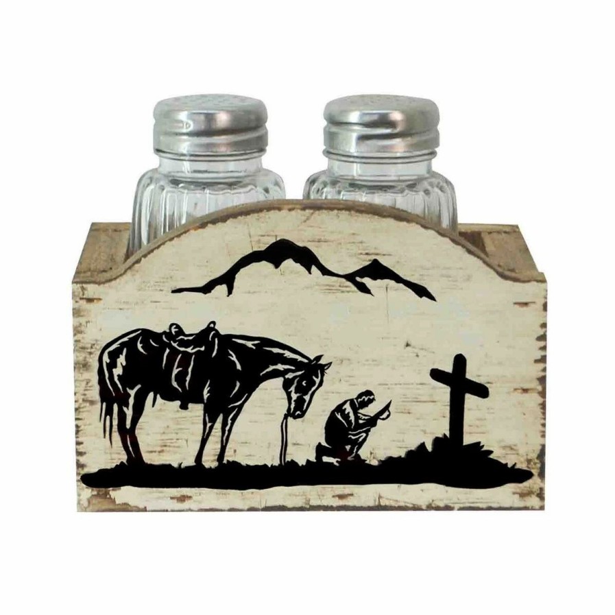 Home Goods * | Outlet Hiend Accents Praying Cowboy Design Salt & Pepper (Pair)