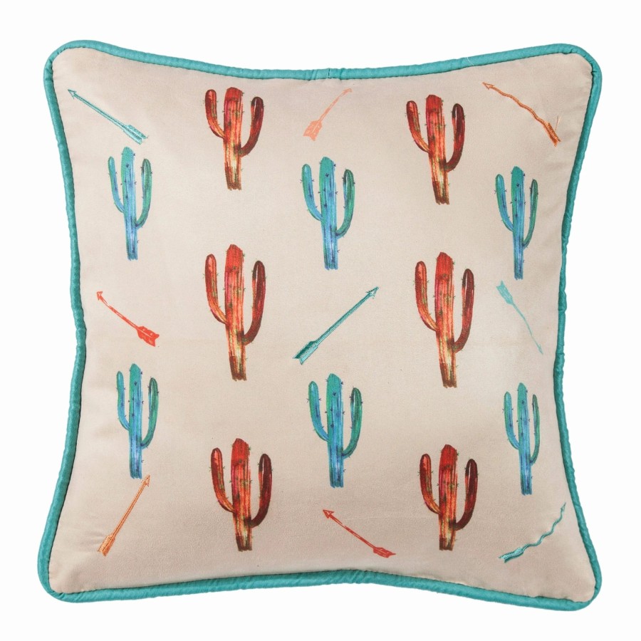 Home Goods * | Promo Hiend Accents Cactus Pillow With Embroidery Details, 18 18