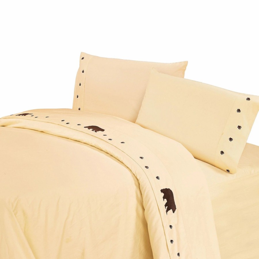 Bedding * | Discount Hiend Accents Embroidered Bear Sheet Set Chocolate