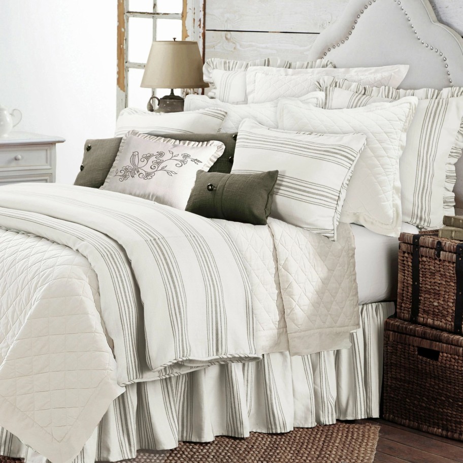 Bedding * | Buy Hiend Accents Prescott Stripe Bed Skirt