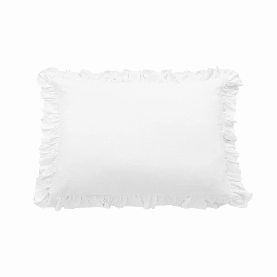 Bedding * | Promo Hiend Accents Lily Washed Linen Ruffled Pillow Sham, 1Pc