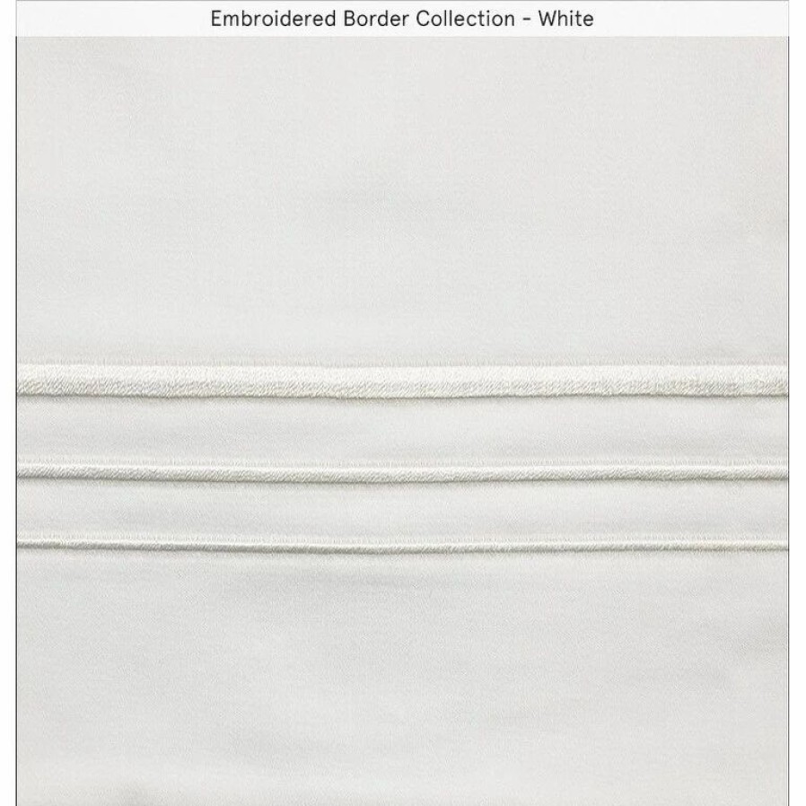 Bedding * | Buy Hiend Accents Embroidered Border Modern Urban Bed Skirt, 1Pc White