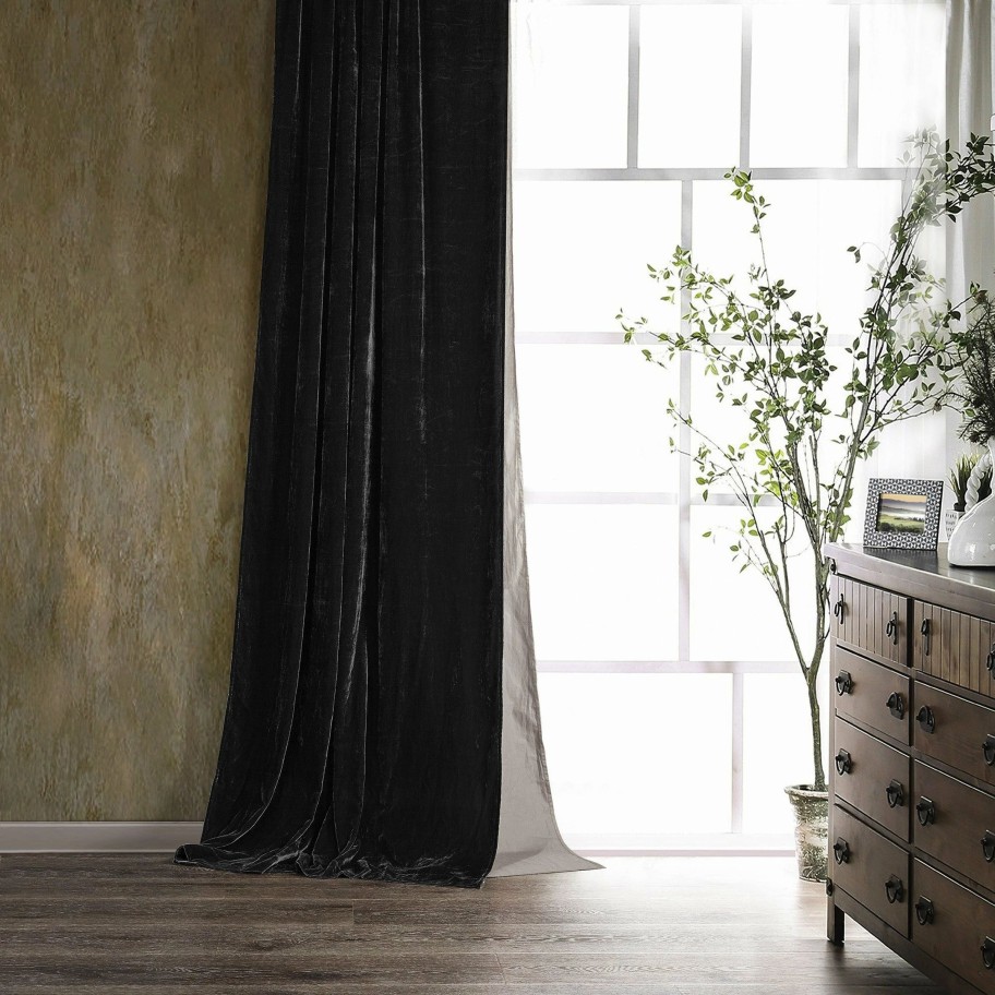 Home Goods * | Deals Hiend Accents Stella Lined Faux Silk Velvet Curtain, 48 X108