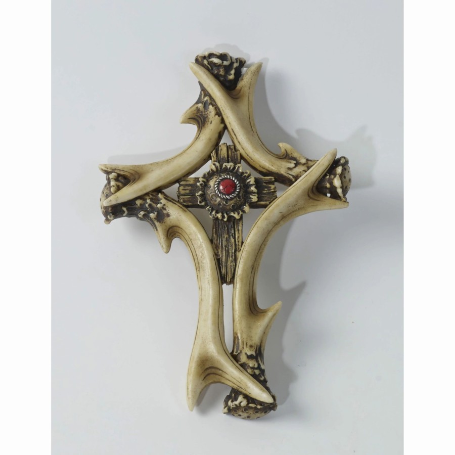 Home Goods * | Budget Hiend Accents Red Antler Cross