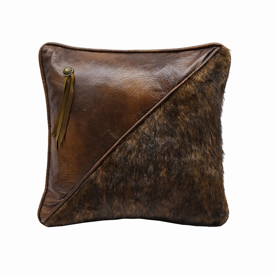 Home Goods * | Cheapest Hiend Accents Half Faux Fur And Faux Leather 18-Inch Throw Pillow