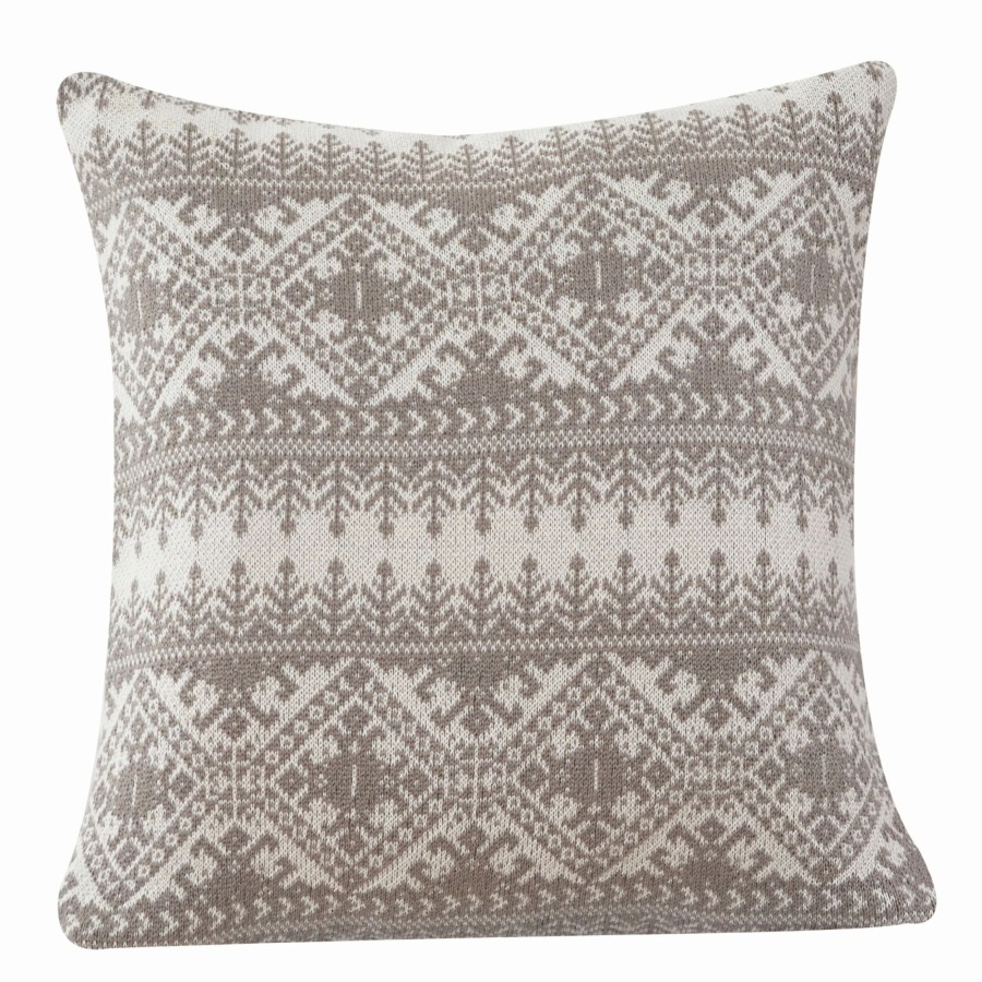 Bedding * | Best Reviews Of Hiend Accents Lodge Fair Isle Knit Euro, 26 26 Taupe