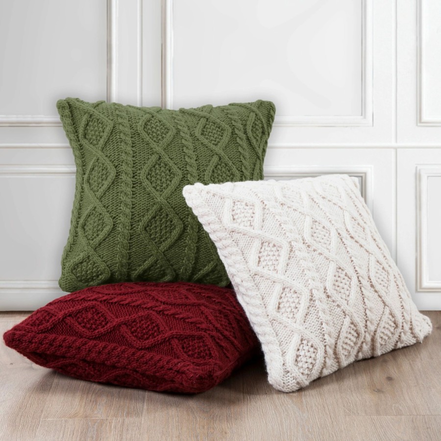 Bedding * | Deals Hiend Accents Cable Knit Soft Diamond Euro Sham, 26 X26