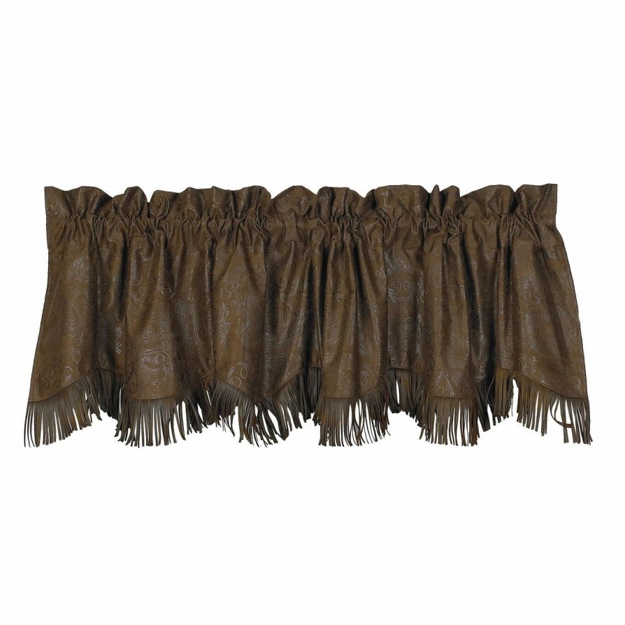 Home Goods * | Outlet Hiend Accents Tooled Leather Vl With Fringe, 84 X18 Chocolate