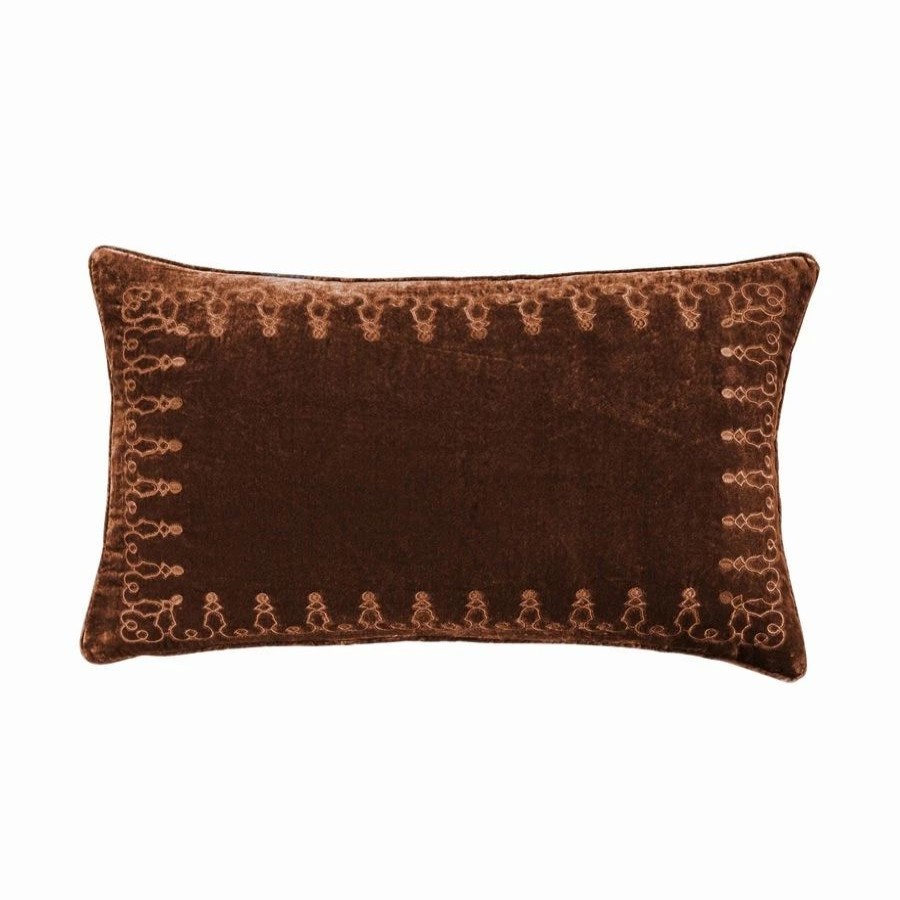 Home Goods * | Outlet Hiend Accents Stella Faux Silk Velvet Embroidered Lumbar Pillow, 14 X24