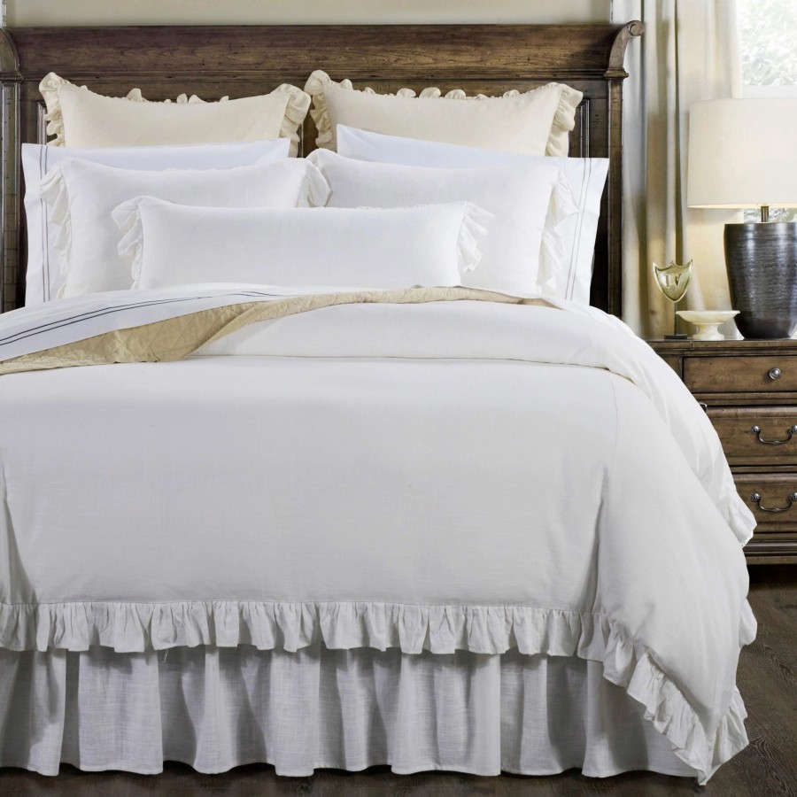 Bedding * | Buy Hiend Accents Lily Washed Linen Gathered Bed Skirt