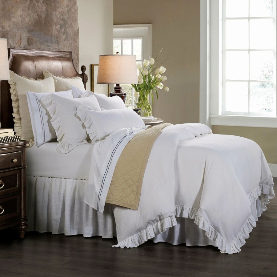 Bedding * | Buy Hiend Accents Lily Washed Linen Gathered Bed Skirt