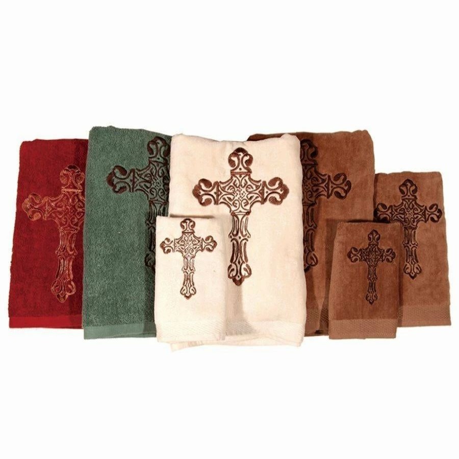 Bedding * | Top 10 Hiend Accents Embroidered Cross Towel Set, 3 Pc