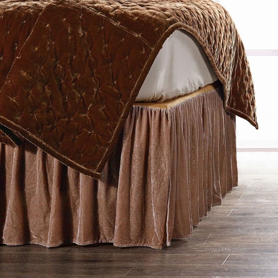 Bedding * | New Hiend Accents Stella Faux Silk Velvet Bed Skirt, 1Pc