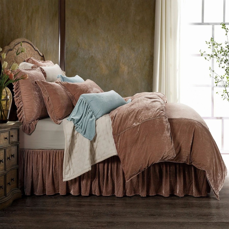 Bedding * | New Hiend Accents Stella Faux Silk Velvet Bed Skirt, 1Pc