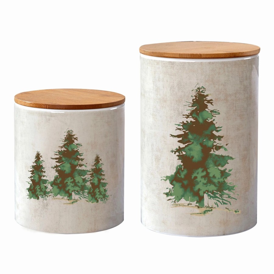 Home Goods * | Flash Sale Hiend Accents 2 Pc Scenery Tree Canister Set