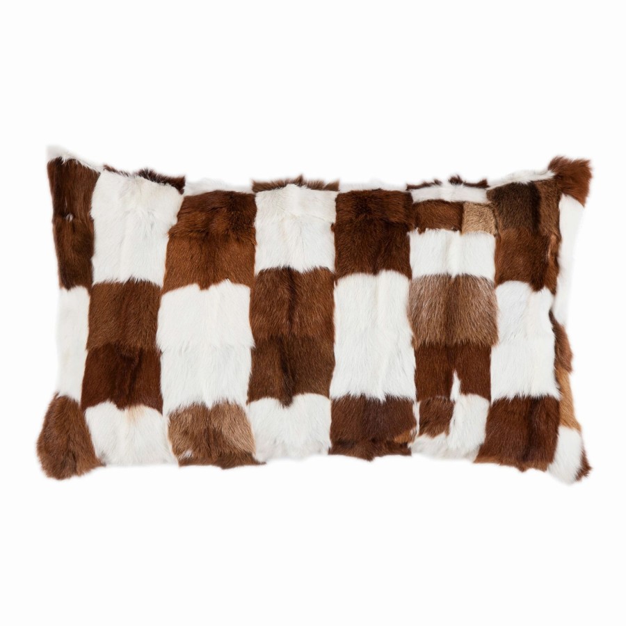 Bedding * | Discount Hiend Accents Goat Patched Hide Pillow, 16 26