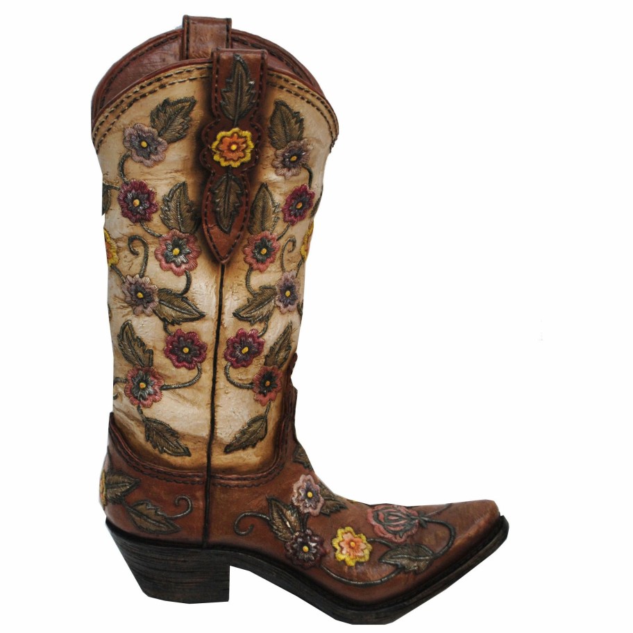 Home Goods * | Cheap Hiend Accents Flower Cowboy Boot Vase