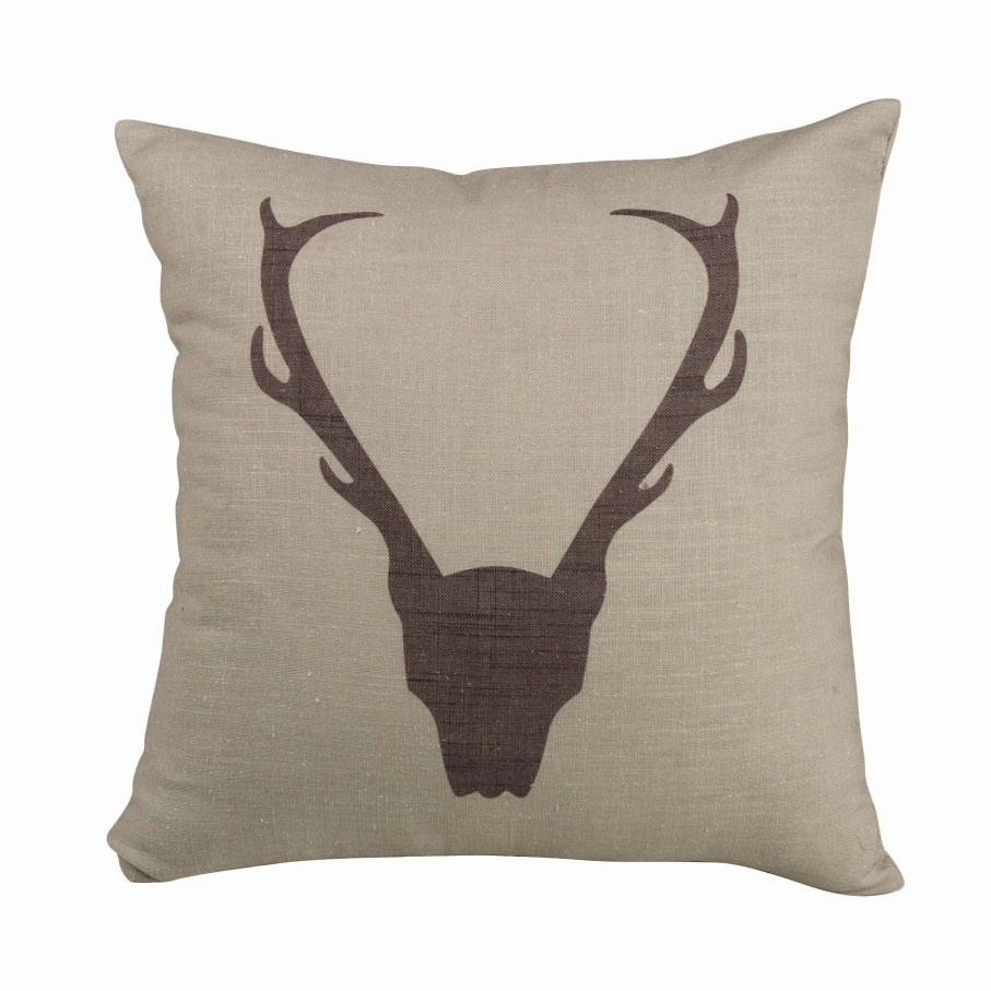 Home Goods * | Promo Hiend Accents Antler Brown 18-Inch Printed Throw Pillow