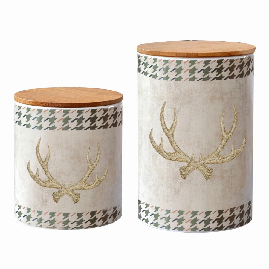 Home Goods * | Budget Hiend Accents 2 Pc Antler Design Canister Set