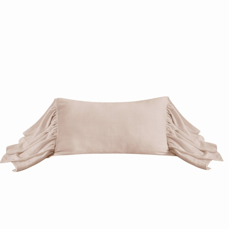 Home Goods * | Brand New Hiend Accents Luna Washed Linen Long Ruffled Pillow, 16 X26