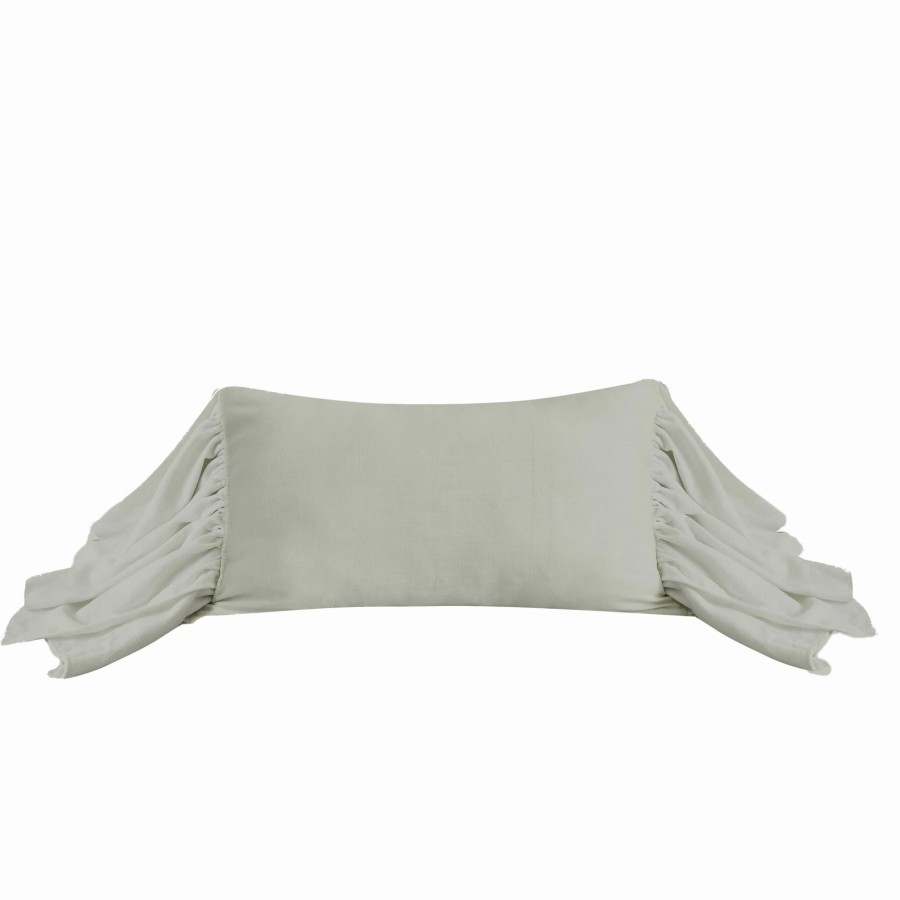 Home Goods * | Brand New Hiend Accents Luna Washed Linen Long Ruffled Pillow, 16 X26